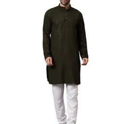 G S CREATIONS Men Embellished Mirror Work Kurta image 3
