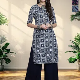 HERE&NOW Selection Of 3 Ethnic Motifs Printed Round Neck Straight Kurtas-picture-16