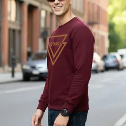 Moda Rapido Men Burgundy Graphic Printed Sweatshirts image 4