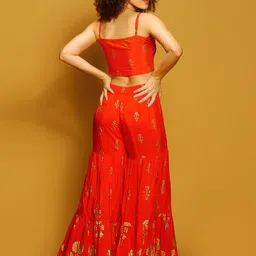 Sera Printed Strappy Crop Top With Sharara Co-Ords image 5