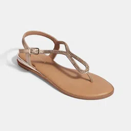 LEMON & PEPPER Women Stone and Beads T-Strap Flats image 1