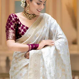 KALINI Woven Design Zari Art Silk Handloom Banarasi Saree image 3