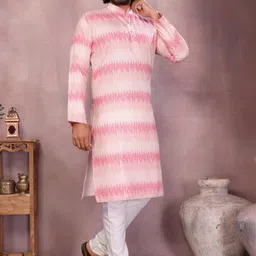 subhvastaram Men Ombre Printed Regular Pure Cotton Kurta with Churidar image 3