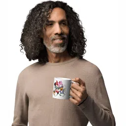 Mr UVD White Cartoon Characters Printed Ceramic Glossy Mug 350 ml image 2