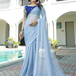 K 5 Fashion Checked Pure Chiffon Ready to Wear Saree-picture-38