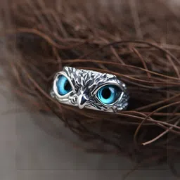 Teeragaj Owl Eye Stone-Studded Adjustable Finger Ring-image-87