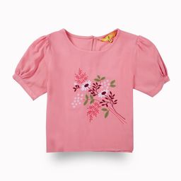Gini and Jony Girls Floral Embroidered Cotton Crop Tshirts-picture-38