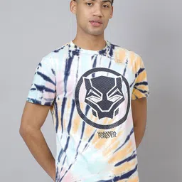 Free Authority Men Black Panther Dyed Round Neck Regular Fit Cotton T-shirt-picture-22