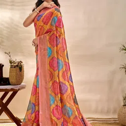 VelvetHue Ethnic Motifs Silk Blend Handloom Mysore Silk Saree image 2