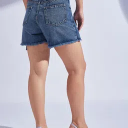 Miss Chase Women High-Rise Denim Tie-Up Skorts image 3