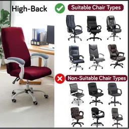 HOKIPO Maroon 140 GSM Stretchable Executive High Back Chair Cover image 3