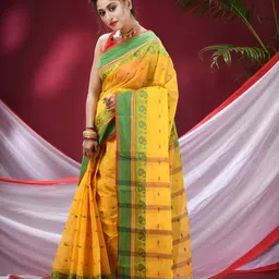 TANTLOOM Woven Design Pure Cotton Taant Saree image 4