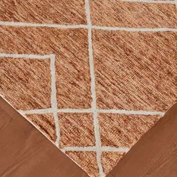 saraswatii global Vista Orange Colored & Beige Geometric Printed Tufted Woollen Carpet image 5