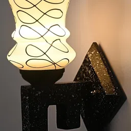 SOMIL Black & White Printed Glass Cylinder Shaped Wall Lamp image 4