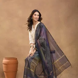 Fabindia Ethnic Motifs Printed Cotton Silk Dupatta image 3