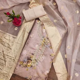 SAINOOR Embellished Organza Semi-Stitched Dress Material-picture-15