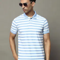 OGEN Men Striped Polo Collar Pockets T-shirt image 1