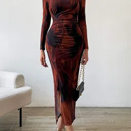 HERE&NOW Tie and Dye Dyed Bodycon Maxi Dress-image-79