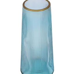 TAYHAA Celeste Skyline Blue Striped Glass Flower Vase image 5