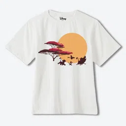 Wear Your Mind Boys Lion King Printed Pure Cotton Applique T-shirt-image-55