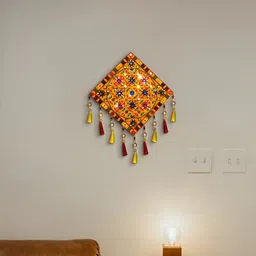 AURESSA Yellow & Red Textured Wall Hangings image 5
