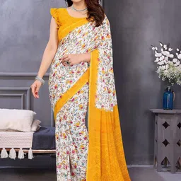 Moda Rapido women Floral Poly Georgette Saree-image-51