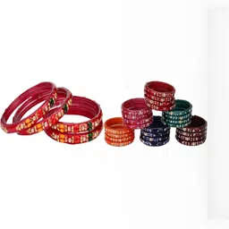 SOMIL Set Of 28 Stone-Studded & Beaded Bangles-picture-42
