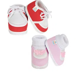 NESKA MODA Kids-Unisex Red Cotton Booties image 3