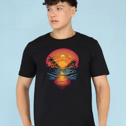 BRAWNY BATTLER Men Pure Cotton Graphic Printed Round-Neck T-shirt-picture-30