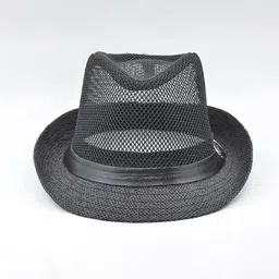 Zacharias Unisex Black Self Design Fedora Hat image 2