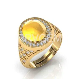 RRVGEM Yellow Sapphire Ring 7.25 KT Pukhraj Ring Gold Plated Adjustable Ring Adjustable image 2