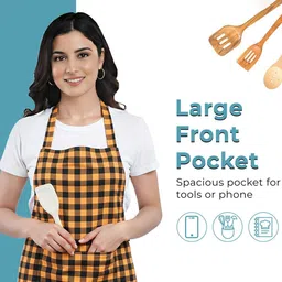 HOMESTIC 3-Pcs Blue Printed Waterproof Apron With Front Pocket image 3