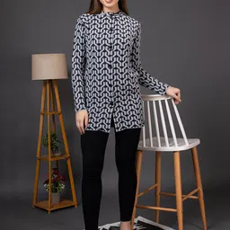 Anouk Women Abstract Printed Round Neck Cardigan Sweaters image 5