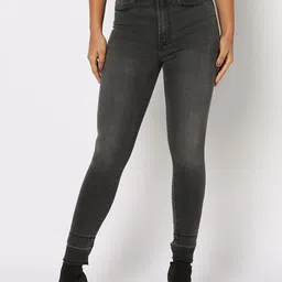 GAP Women Dark Wash Skinny Fit Mid-Rise Light Fade Clean Look Stretchable High-Rise Jeans-image-2