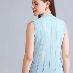 Mast & Harbour Self Design Round Neck Sleeveless Pure Cotton Top image 5