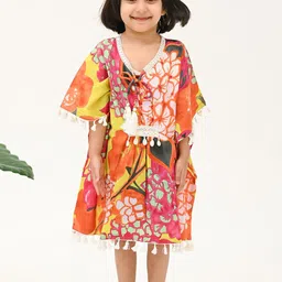 Peekaaboo Kids Floral Print Flared Sleeve Kaftan Dress-image-68