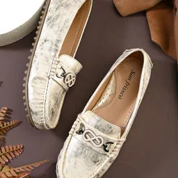 San Frissco Women Textured Slip-On Round Toe Loafers-image-75