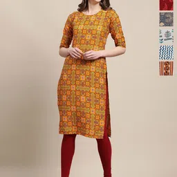 7Threads Women Pack Of 6 Ethnic Motifs Printed Kurta-image-77