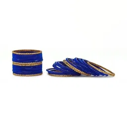THE BLAZZE Blue Glass Artificial Stones & Beads Bangle image 2