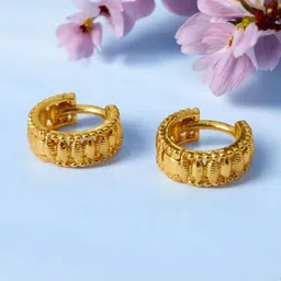 SHREE KRISHNA SHOPPING Women Brass Gold-Plated Half Hoop Earrings-picture-27