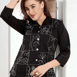 NIGHT FLOSS Self Designed Linen Shirt Collar Shirt & Trousers Co-Ords Set image 4