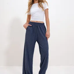 Trend Alacati stili Women High-Rise Straight Fit Parallel Trousers-image-43