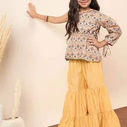 Stylo Bug Girls Ethnic Motifs Printed Regular Kurti with Sharara image 5