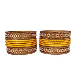 TAJ BRIDAL STORE Set Of 20 Stone Studded & Beaded Lac Bangle image 2