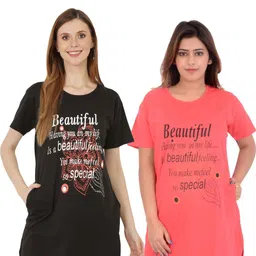 Linoges Women Typography 2 Printed Pockets 1 T-shirt image 2