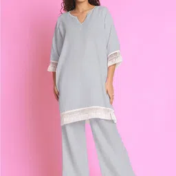 EROTISSCH Women BlueTop With Trousers Co-Ords-image-91