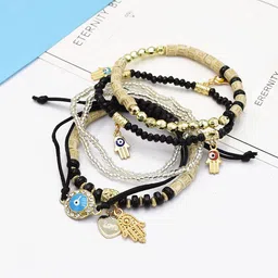 DIVASTRI Set Of 6 Gold-Plated Artificial Stones Studded Elasticated Bracelets image 2