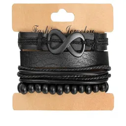 Jewelgenics Men Black Leather Bracelet image 5