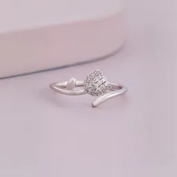 Kushal's Fashion Jewellery Rhodium-Plated Zircon Stone Studded Adjustable Finger Ring image 2