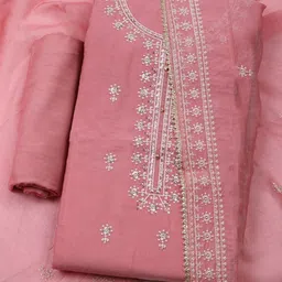 Meena Bazaar Embroidered Thread Work Pure Cotton Unstitched Dress Material-picture-20